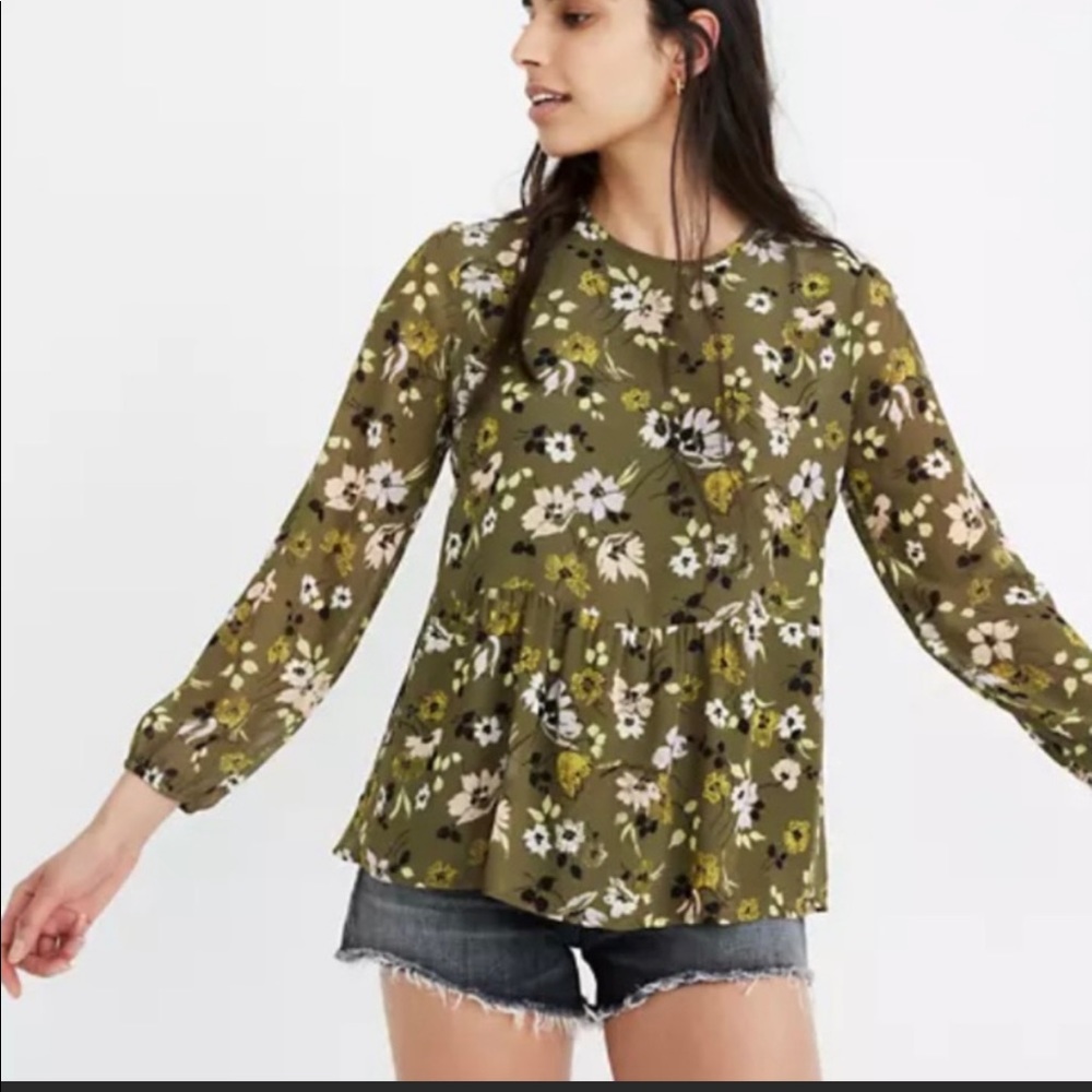 Madewell Georgette peplum blouse. Size extra small